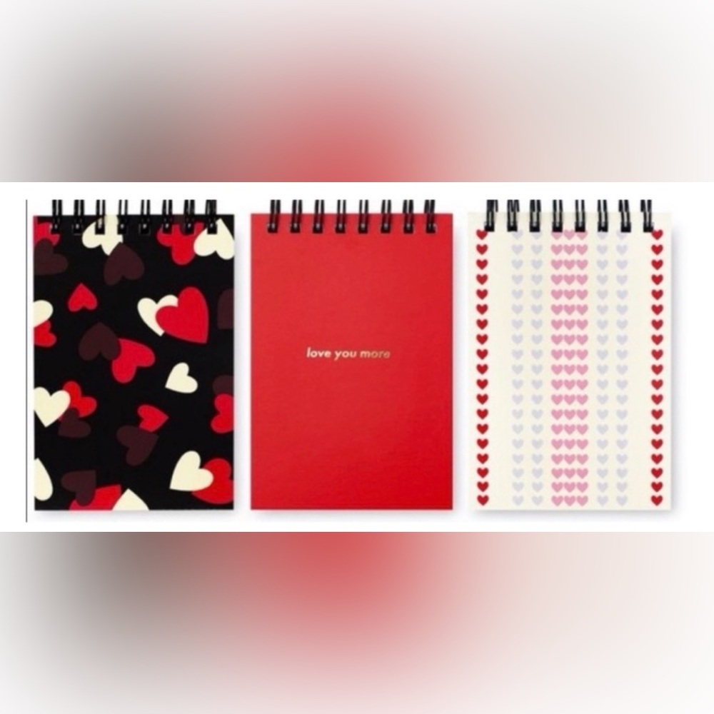 Kate Spade New York Love You More Spiral Notepad Set of 3 Hearts NEW